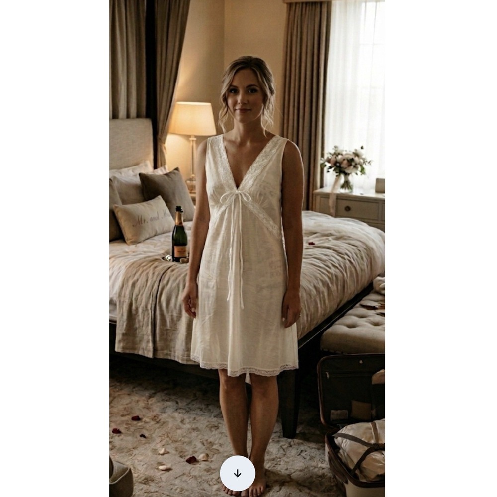 Massimo Dutti OLD MONEY  NWT  Lace V Neck Split Sides Night Gown/Dress